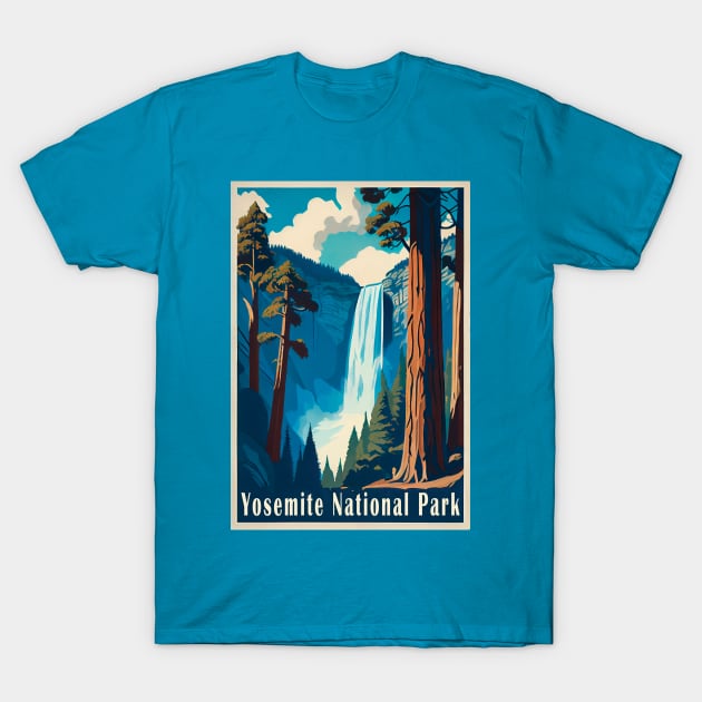 Yosemite National Park Vintage Travel Poster T-Shirt by GreenMary Design